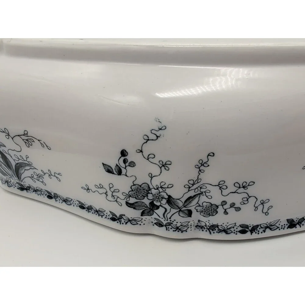 Alfred Meakin Westmeath Lidded Tureen Covered Casserole Floral Blue White CRACK